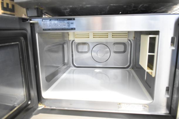 2021 Sharp R-21LVF commercial countertop microwave, stainless steel interior, 120 volts, excellent condition.