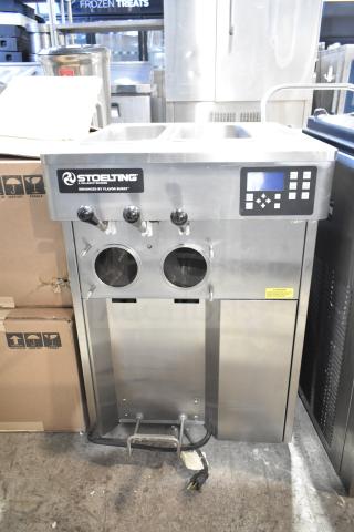 2025 Stoelting F131-38I2 stainless steel commercial ice cream machine, countertop model, 2 flavors with twist, 208-240V, 1 phase.