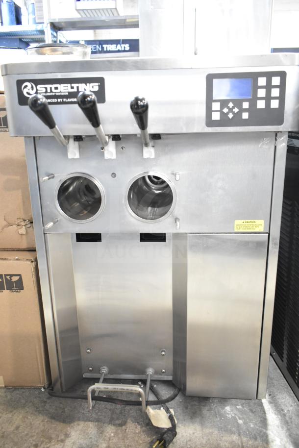2025 Stoelting F131-38I2 stainless steel soft serve machine, 2 flavors with twist, excellent condition, 208-240V, 1 phase.