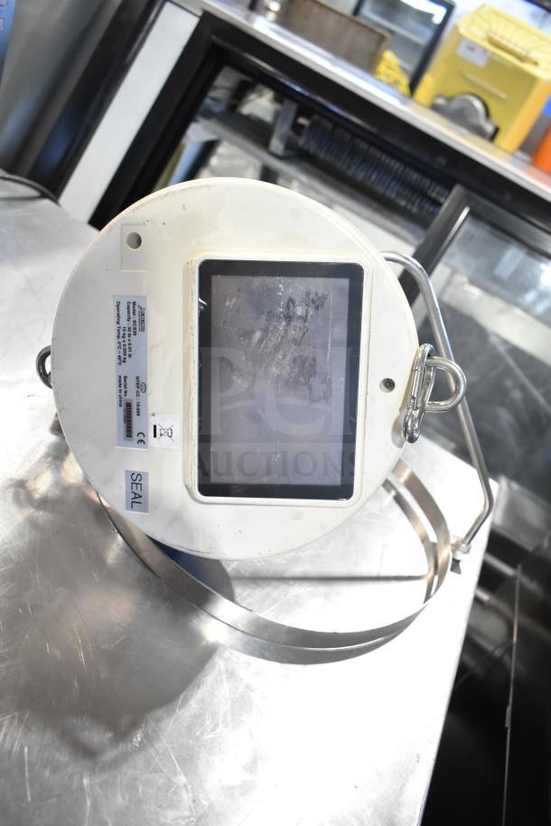 Detecto SCS30 produce scale with digital display, sealed, stainless steel frame, slight wear visible, CE marked.