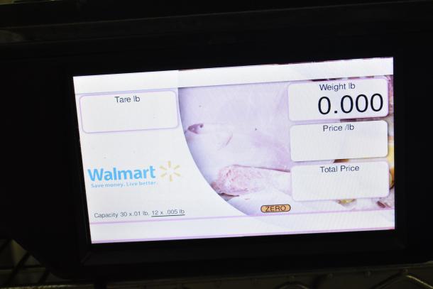 2025 Hobart HTi-7LH4W commercial scale, tested and working, 120/208-240V, 1 phase. Display showing 0 lb weight. No power cord.