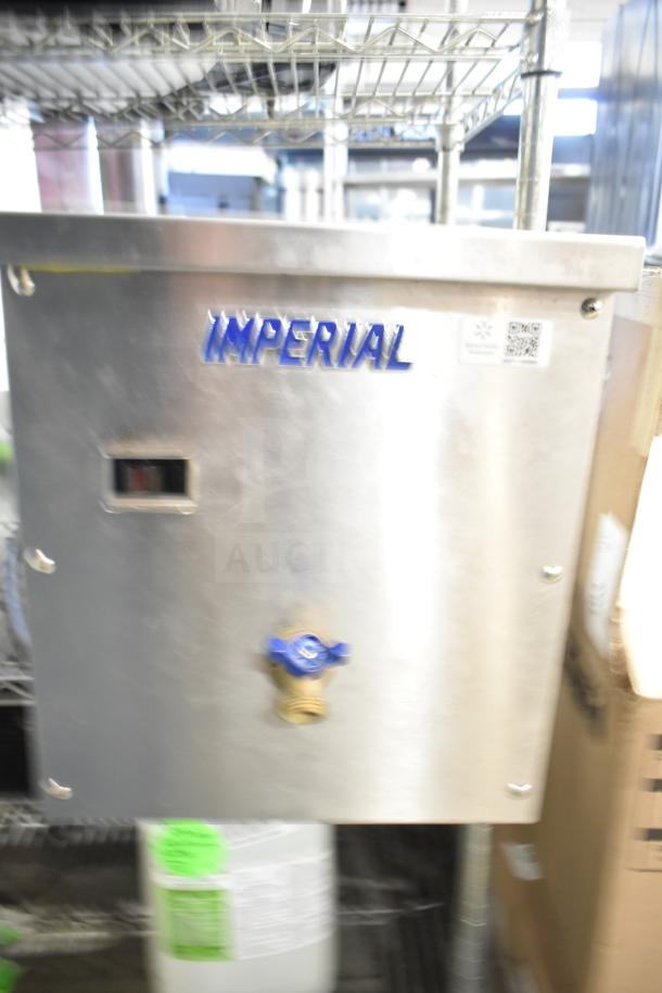 Imperial IRTC-32-E-2 commercial pasta cooker, stainless steel exterior, visible labels, 208V, 1 Phase, good condition.