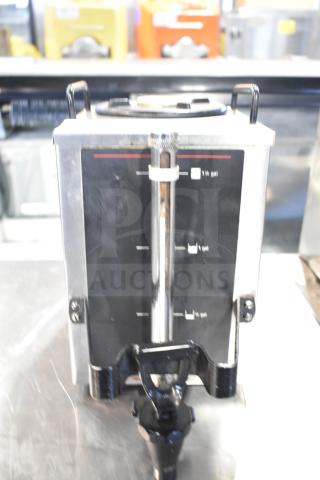 Bunn 1.5GPR Coffee Server Satellite, stainless steel, 1.5-gallon capacity, condition shows light wear, clear markings.