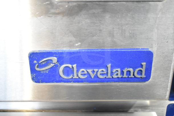 Cleveland 24CGA6.2S commercial steam cabinet, natural gas, 2 deck, 50,000 BTU, blue logo plate visible.