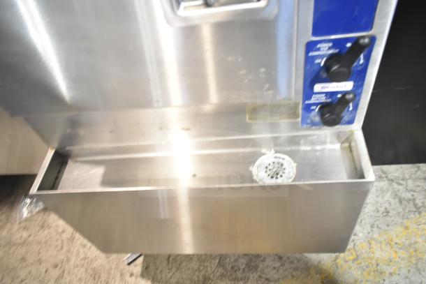 Cleveland 24CGA6.2S commercial steam cabinet, stainless steel, 2 deck, natural gas, controls visible, 50,000 BTU.