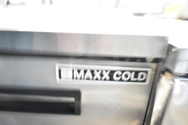 Maxx Cold MCF-27U commercial undercounter freezer, stainless steel, single door, 115 volts, visible brand logo.