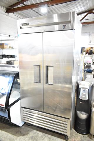 True T-35 Commercial 2 Door Reach In Cooler, stainless steel, 115V, 1 Phase, commercial-grade.