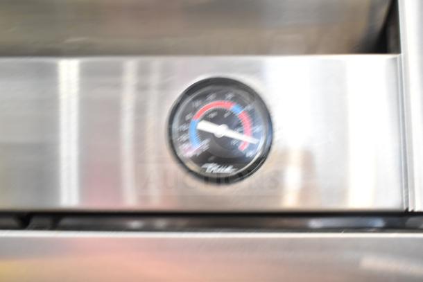 True T-35 Commercial 2 Door Reach In Cooler, stainless steel, 115 volts, 1 phase, features analog temperature gauge.