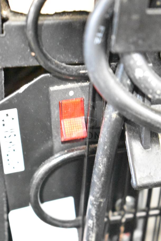 Rear view of SOBP210ESNS Countertop Water Dispenser Base, showing power switch and wiring. Model tag visible.