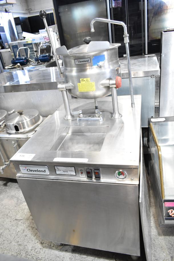 Cleveland 24EMK624 commercial electric tilting 6-gallon 2/3 steam jacketed kettle with modular generator base, 208V, 3-phase.