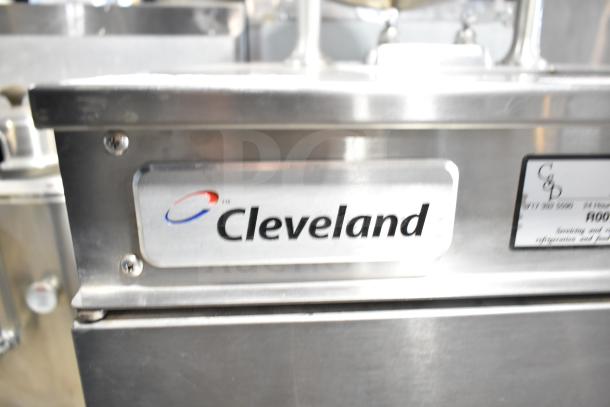 Cleveland 24EMK624 Commercial Electric Kettle, 6-gallon capacity, modular base, 208V, 3-phase, stainless steel, steam jacketed.