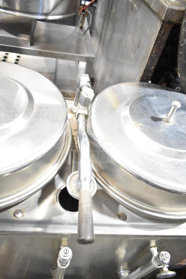 Cecilware commercial countertop hot tea urn, stainless steel, double-lidded, with dual spouts, good condition.