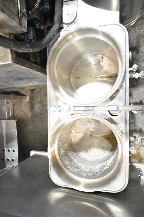 Cecilware Commercial Countertop Hot Tea Urn, stainless steel, dual chambers, used condition with visible wear.