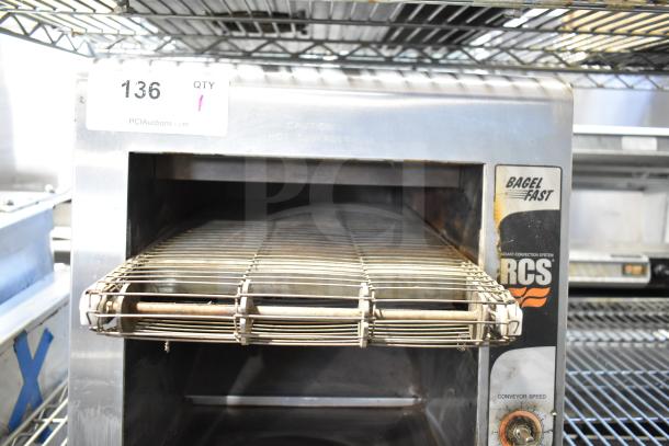 Star Holman RCS-R2-12BASH countertop conveyor oven, used, 208 Volts, 1 Phase, features "Bagel Fast" system, visible wear.