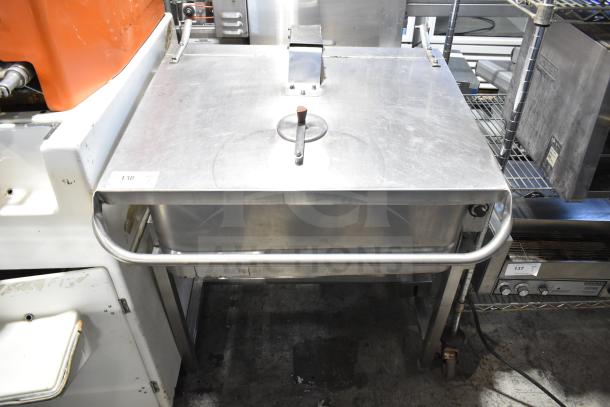 Groen commercial braising pan, stainless steel, large capacity, used condition, essential for professional kitchens.