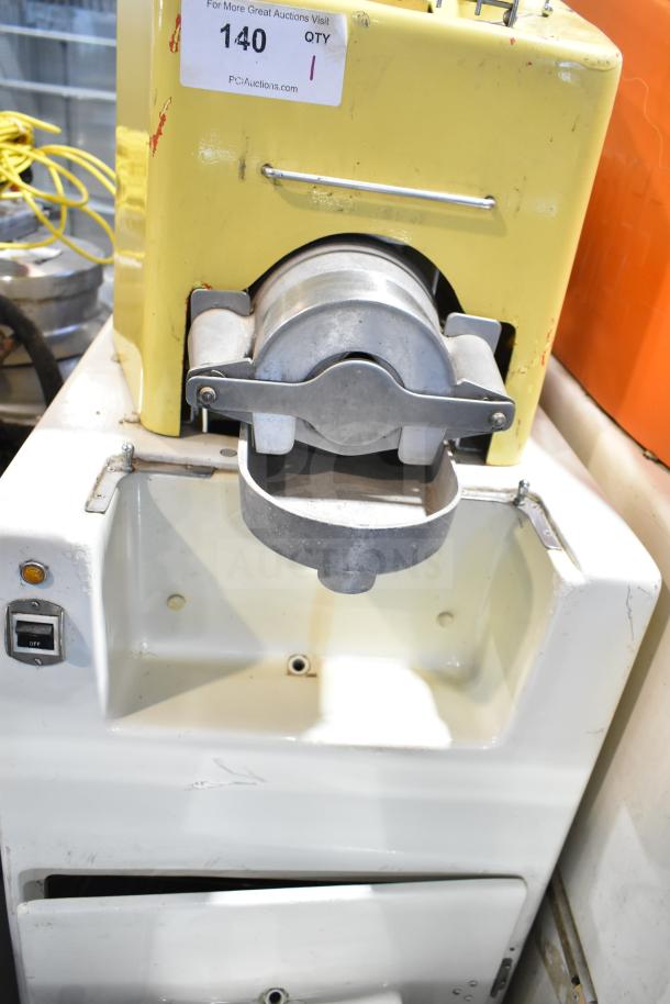 Juice Tree 105 commercial citrus juicer, floor style, 115 volts, 1 phase. Used condition with some surface wear.