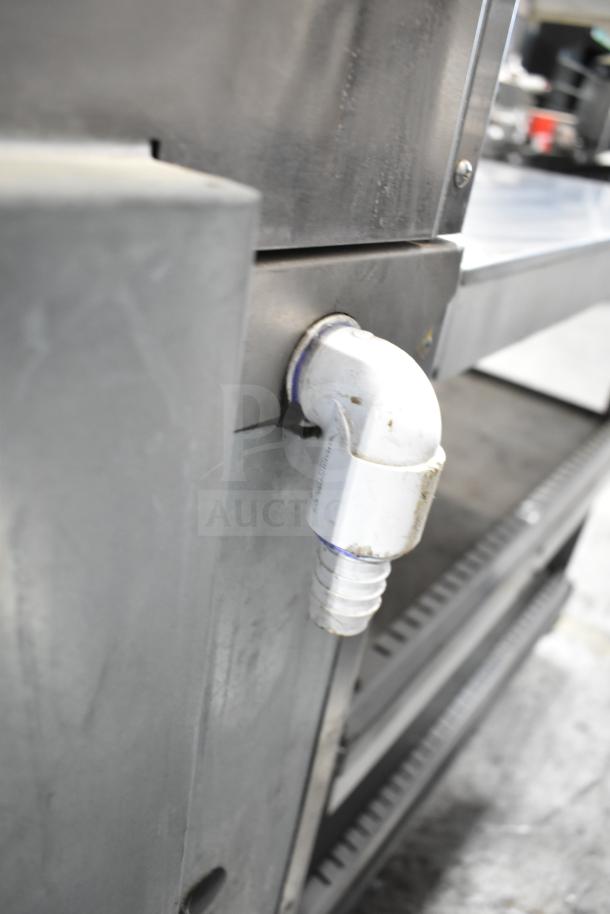 Multiplex MA-8-1US commercial blend-in-cup workstation with single-door undercounter cooler, visible pipe connector, 115V.