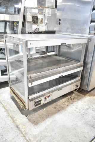 Hatco GRSDS/H-36D 36" heated display shelf, stainless steel, two-tier, 120V, used condition, visible control panel.