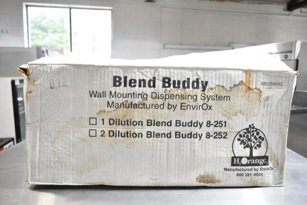 Blend Buddy wall mounting dispensing system by EnvirOx in original, slightly worn packaging. Model numbers 8-251 and 8-252 listed.