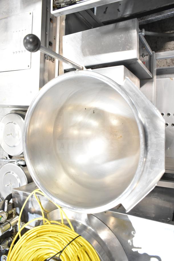 Crown Steam EC-10TW tilting kettle, electric countertop, 10-gallon, self-generating, solid state thermostat, stainless steel.