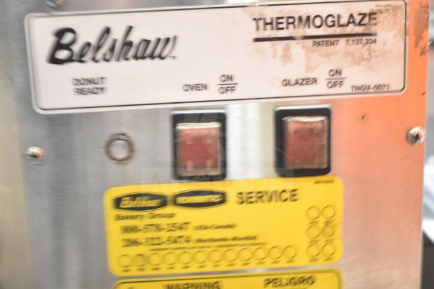Belshaw TG50 Thermoglazing Station panel, showing switches and labels including "Donut Ready." 208V, 1 Phase.