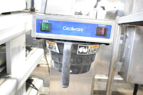 Cecilware FTC-3 Commercial Iced Tea Machine, 120V, countertop model with brew and power buttons, used condition.