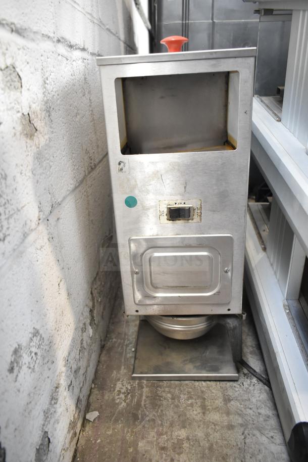 Bunn G9 commercial coffee grinder, countertop model, 120 volts, 1 phase, visible wear, stainless steel finish.