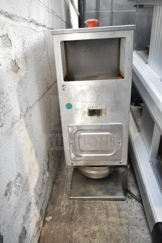 Bunn G9 commercial coffee grinder, countertop model, 120 volts, 1 phase, visible wear, stainless steel finish.