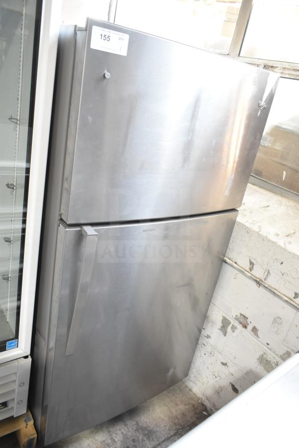 Whirlpool WRT511SZDM00 reach-in cooler with freezer. Stainless steel finish, 115V, 1 phase. Label reads "155 QTY".