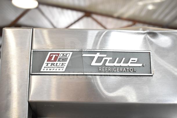 2016 True T-35 commercial cooler, stainless steel, 2-door, 115 volts, 1 phase, True and TMC logo visible.