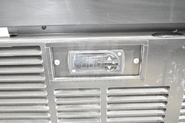 2019 Habco SE18 commercial single door reach-in cooler, model SE18, 110 volts, thermostat and vent details visible.