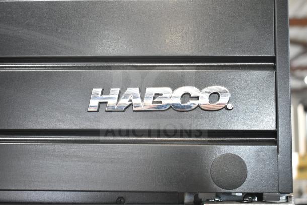 2019 Habco SE18 Commercial Cooler with single door. Black exterior, visible Habco logo. Powered by 110 volts, 1 phase.