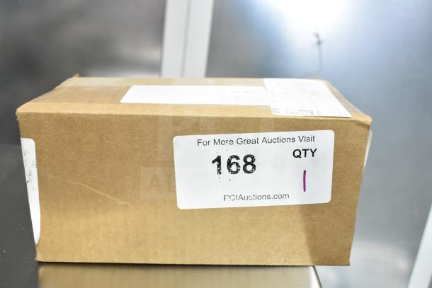 Box labeled “168 QTY 1” containing brand new, scratch and dent American Range A91035 Motor, model HPA91003.