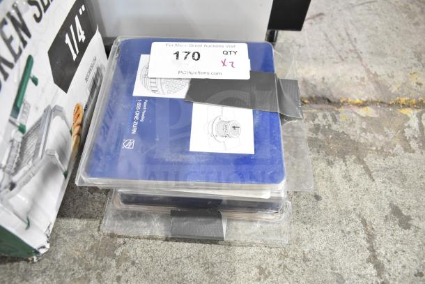 2 new Zurn Elkay LC-CS06SS 6" square stainless steel floor drain access covers, model 995LCCS06SS, scratch and dent condition.