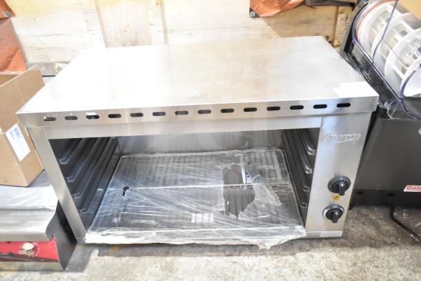 Brand new 2025 Avantco 177CHSME32IM 32" electric cheese melter, scratch and dent, 208/240V, stainless steel finish.