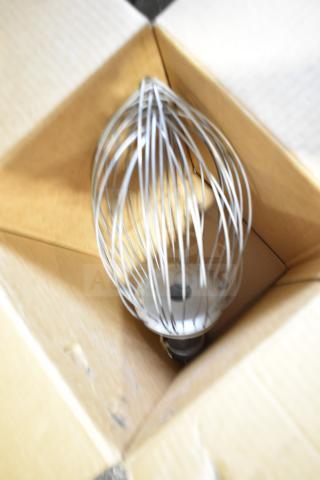 Brand new Hobart DWHIP-SSTH30 stainless steel wire whip for 30 Qt. bowls, in original box, slight scratches.