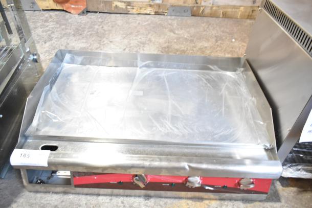 Brand new Avantco 177EG30N 30" electric countertop griddle, 208/240V, 1-phase, with minor scratches and dents.