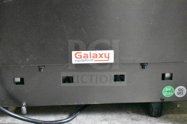 Brand new Galaxy 177GSM2 granita machine, 3-gallon double tank, 120 volts, slight scratches, visible Galaxy equipment label.