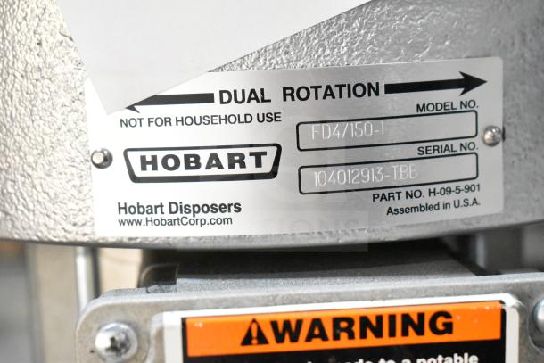 BRAND NEW Hobart FD4/150-1 Garbage Disposer, 1 1/2 hp, dual rotation, includes adjustable feet, voltage: 208-230/460V.