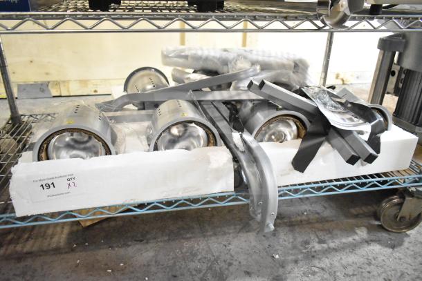 2 new ServIt Suspension Bar Heat Lamp Kits, 120V, scratch and dent condition, boxed with parts and accessories.