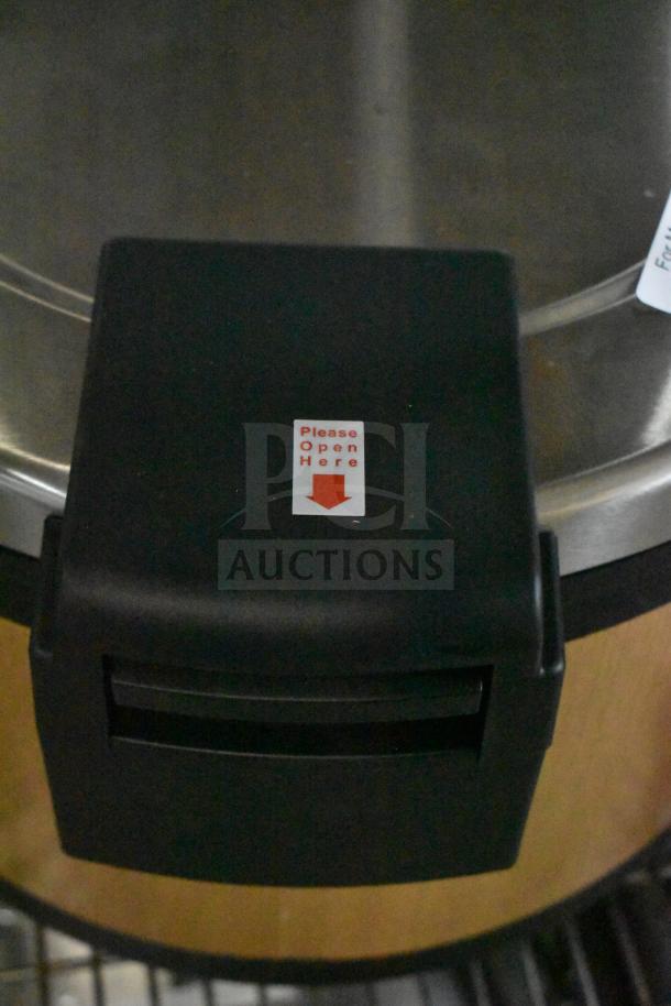 Brand new Avantco 177RWB60W 60 Cup sealed woodgrain electric rice warmer, 120V, minor cosmetic flaws, "Please Open Here" label.