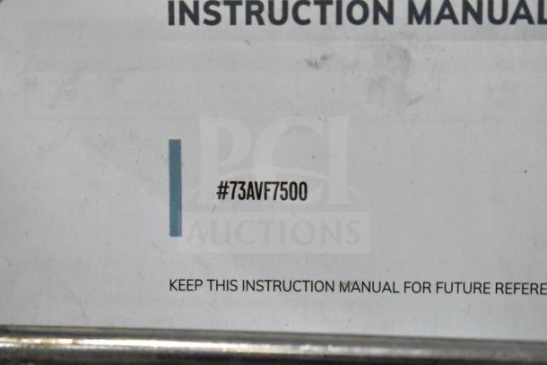Boltic 73AVF7500 electric garage heater manual showing model number and usage reminders. 240V, 7,500W, scratch and dent condition.