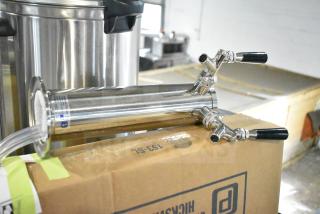 Stainless steel 3-tap beer tower with 3" column. Brand new Continental Refrigerator model 5-211. Includes visible label.