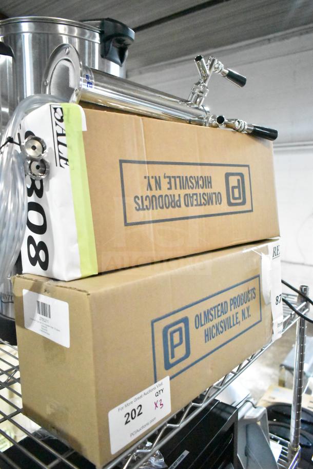 New Continental beer towers, 2705211 and 5-155 models, 3" columns. Scratch and dent condition, boxed. Hicksville, N.Y. marking.