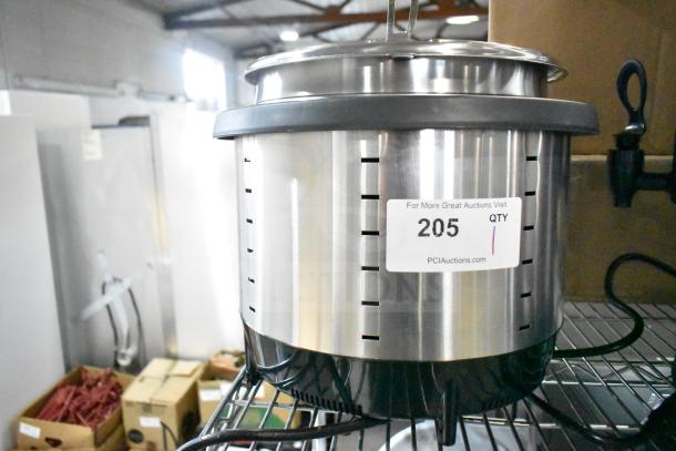 Brand new Vollrath 7411 Mirage 11 Qt. silver drop-in induction warmer, 120V, 250W, with visible auction label.
