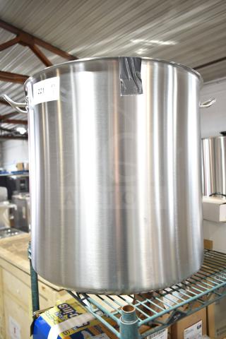 BRAND NEW Vigor SS1 100 Qt. stainless steel stock pot with minor scratches, aluminum-clad, includes cover.