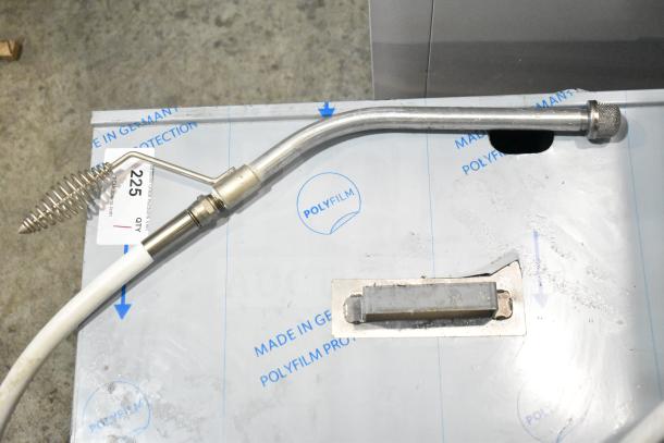 BRAND NEW Frymaster PF110R 110 lb. Portable Fryer Oil Filter with Reversible Pump, showing hose and metal attachment, tags visible.