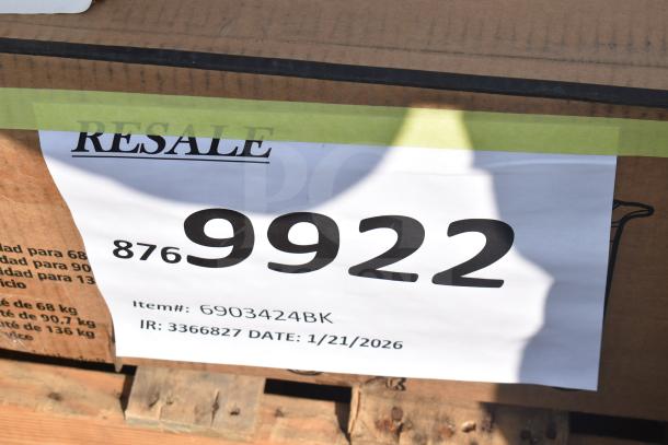 Label showing "RESALE" and auction ID 8769922. Item number: 6903424BK, IR: 3366827, Date: 1/21/2026.