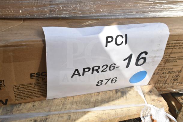 11 brand new scratch and dent items, including wire shelves and a bi-folding table. Label: PCI APR26-16 876.