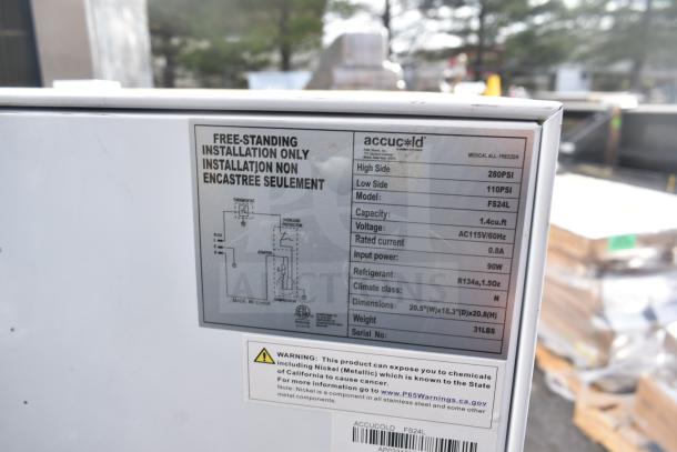 5 mini coolers, including Accucold FS24L and Galanz models, 115V, 1 phase. Detailed specs label on Accucold.